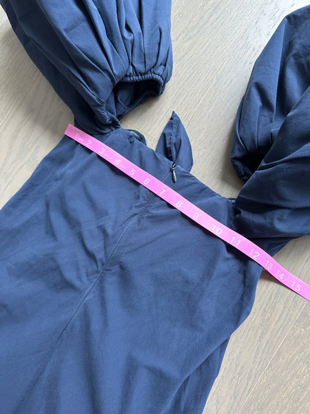 Caroline Constas Reyna Navy Blue Puff Sleeve Maxi Dress - SMALL - Picture 7 of 9